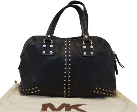 michael kors white handbag with round gold studs|michael kors black quilted handbags.